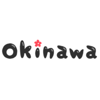 「Okinawa」英字＋ハイビスカス・黒文字