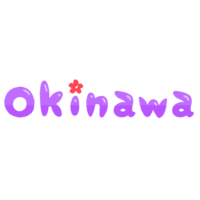 「Okinawa」英字＋ハイビスカス・紫