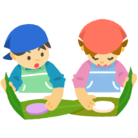 ムーチー 鬼餅 を作る子供たちaの無料素材 イラスト沖縄 おきなわ