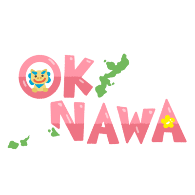 「OKINAWA」英字＋島・ピンク文字