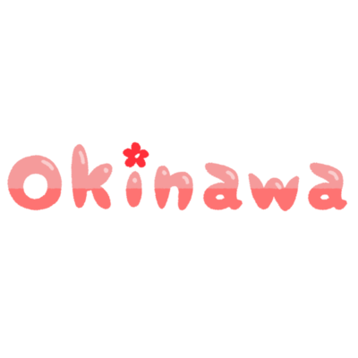 「Okinawa」英字＋ハイビスカス・ピンク