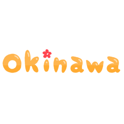「Okinawa」英字＋ハイビスカス・黄