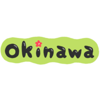 「Okinawa」英字＋ハイビスカス・黒×緑
