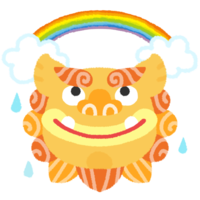 【雨あがり】虹とシーサー